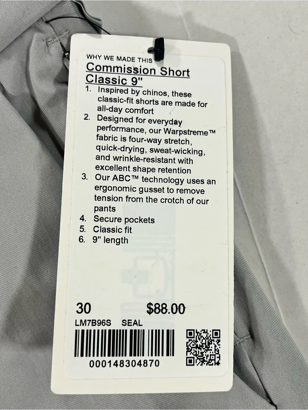 Lululemon Commission Classic Fit Short 9